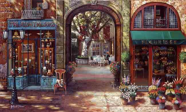 YXJ0011e impressionism street scenes shop Oil Paintings
